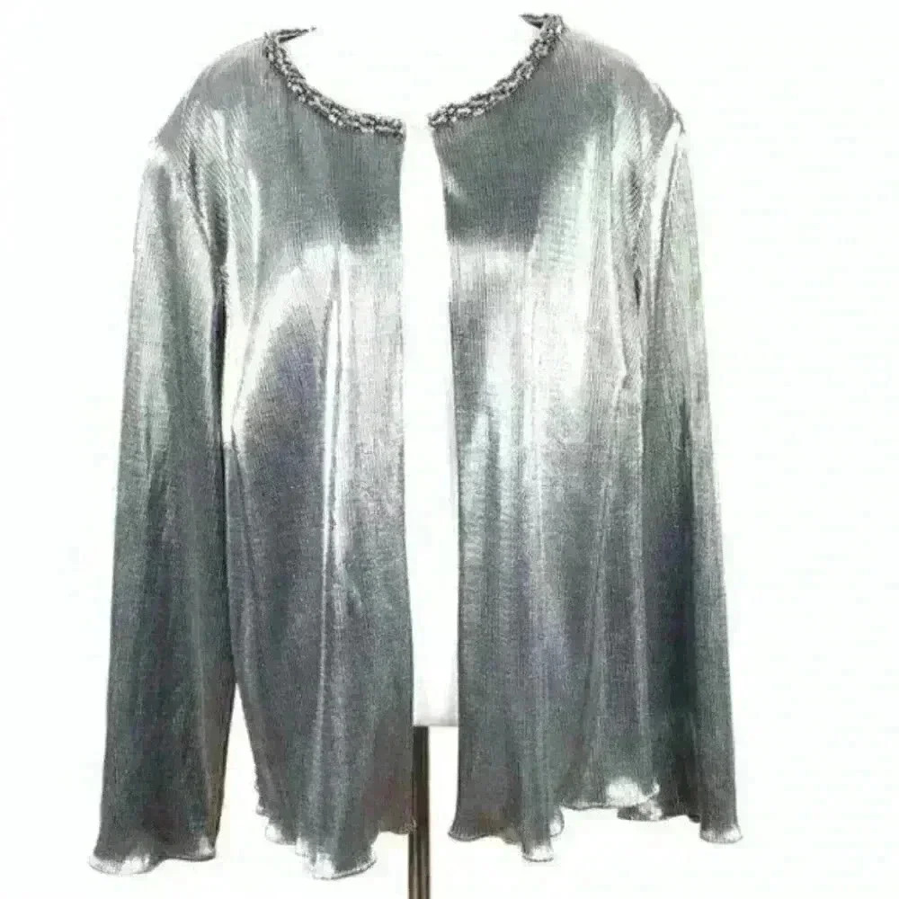 R&K Evening blazer sz 18 W silver black metallic